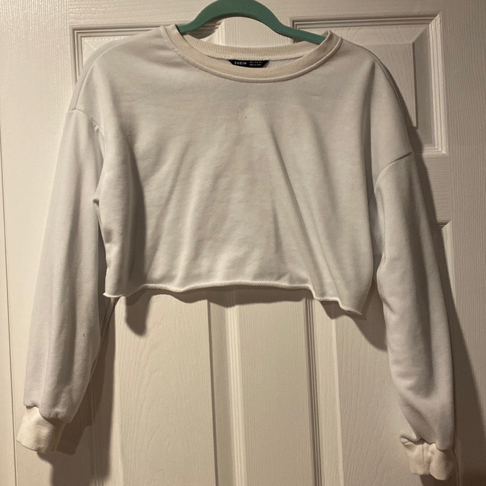 SHEIN white cropped crew neck sweatshirt